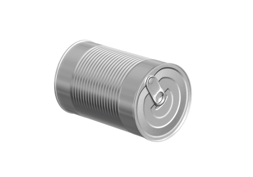 One closed tin can, transparent background png