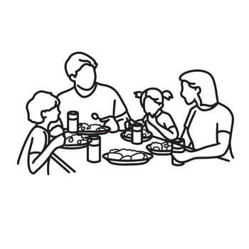 family playing game outline drawing line art community care vector