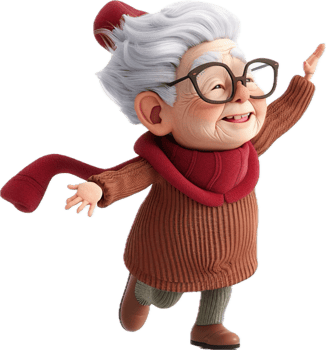 AI generated Cheerful Elderly Animated Character Waving 3D png