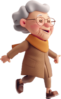 AI generated Cheerful Elderly Animated Character Waving 3D png