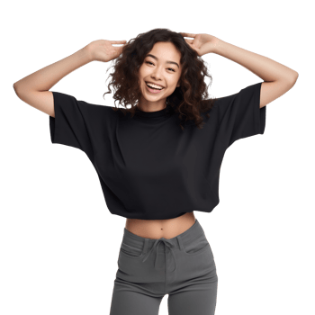 Portrait of asian young woman happy smiling posing surprised expression attractive cheerful, png