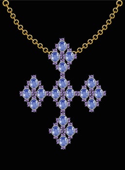 Jewelry design fancy cross pendant sketch by hand drawing. vector