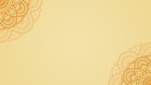 Luminous Light Yellow Gold Saffron Blank Horizontal Vector Background Adorned with Citrus Mandala Artwork