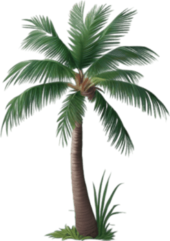 AI generated Palm Tree on an Island icon, a close-up painting of a Palm Tree on an Island. png