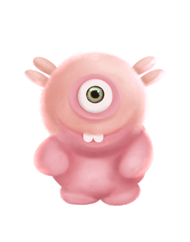 cute pink monster with one gas png