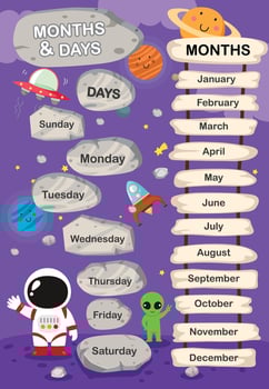 illustration of months and day vector