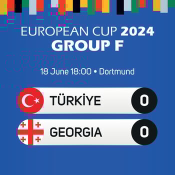 Turkey Turkiye vs Georgia European football championship group F match scoreboard banner Euro germany 2024 vector