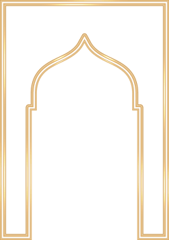 Ramadan Islamic arch frame. Muslim traditional door illustration for wedding invitation post and templates. Golden frame in oriental style. Persian windows shape png