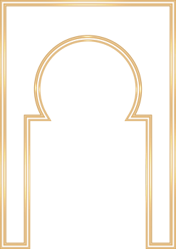 Ramadan Islamic arch frame. Muslim traditional door illustration for wedding invitation post and templates. Golden frame in oriental style. Persian windows shape png