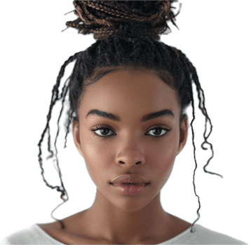 AI generated Serene Beauty with Braided Hair and Subtle Makeup png