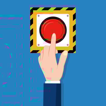 Press the red emergency button. Emergency stop button vector