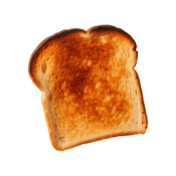 a slice of toast bread isolated on a transparent background, top view png
