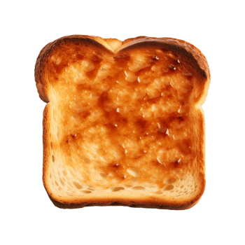 a slice of toast bread isolated on a transparent background, top view png