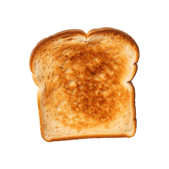 a slice of toast bread isolated on a transparent background, top view png