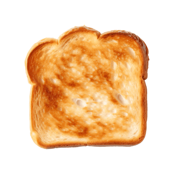 a slice of toast bread isolated on a transparent background, top view png