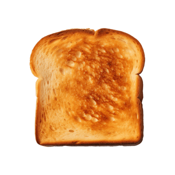 a slice of toast bread isolated on a transparent background, top view png