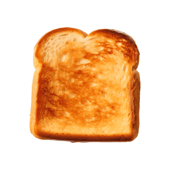 a slice of toast bread isolated on a transparent background, top view png