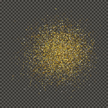 Gold glittering dust on a gray background. Dust with gold glitter effect and empty space for your text. illustration vector