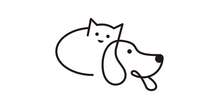logo design creative animal pet, dog and cat, minimalist line, logo design template, symbol, icon, , creative idea. vector