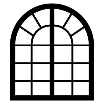Classic elegant window frame pattern. Black silhouette vintage mesh arches graphic pattern vector