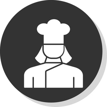 Lady Chef Glyph Grey Circle Icon vector