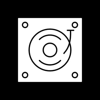Turntable Glyph Inverted Icon vector