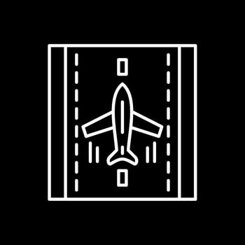 Landing Airplane Line Inverted Icon vector