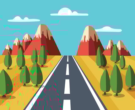 illustration of a mountain cartoon road landscape vector
