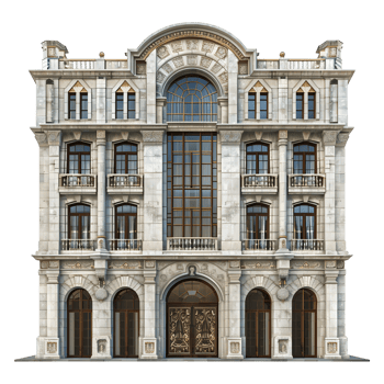 Vintage Building Front Residential on Transparent background - png