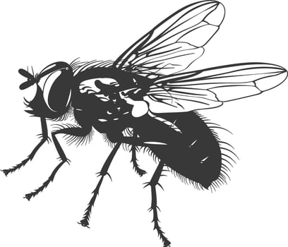 AI generated Silhouette Fly Insect animal black color only full vector