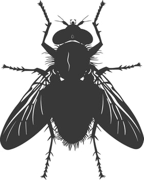 AI generated Silhouette Fly Insect animal black color only full vector