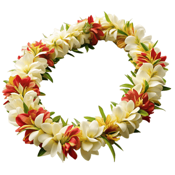 , A close-up of a traditional Hawaiian lei made from fresh flowers, isolated on transparent background png