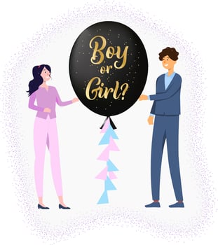 A balloon with the inscription boy or girl and parents. Party for the expected baby. Boy or girl. vector