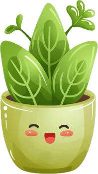 Cartoon Potted Plant with Happy Face png