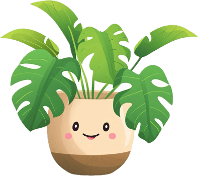 Cartoon Potted Plant with Happy Face png