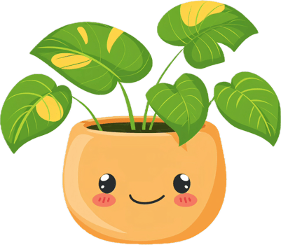 Cartoon Potted Plant with Happy Face png
