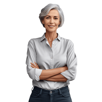 Portrait of a middle aged woman happy smiling and standing posing png