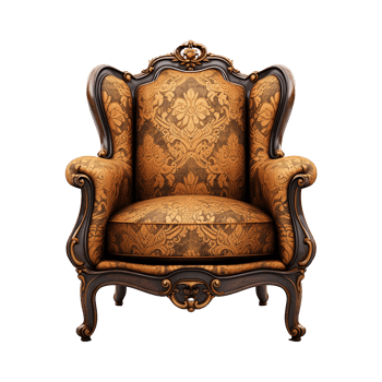 Luxury classical antique arm chair isolated on transparent background png