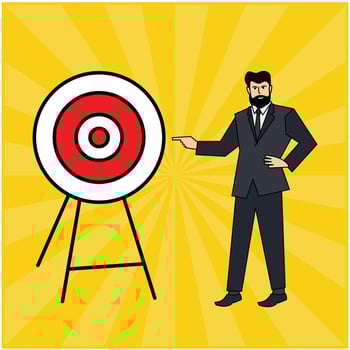 illustration of a businessman showing a target vector