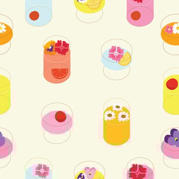 colorful summer cocktail drink soft drink hand drawn seamless pattern for invitation greeting birthday party celebration wedding card poster banner textile wallpaper paper wrap background vector