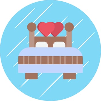 Double Bed Flat Blue Circle Icon vector