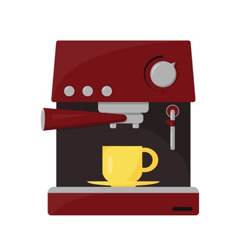 Coffee maker with cap for coffee isolated on white background. Coffee mashine for office or home. vector