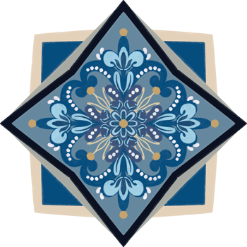 Vintage majolica damask folk motif symbol png