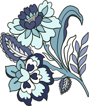 Fantasy flowers in retro, vintage, jacobean embroidery style png
