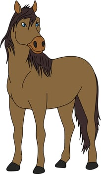 Horse Clipart. Doodle Animals Clipart. Cartoon Wild Animals Clipart for Lovers of Wildlife vector