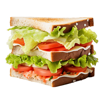 Sandwich with lettuce and tomato isolated on transparent background png
