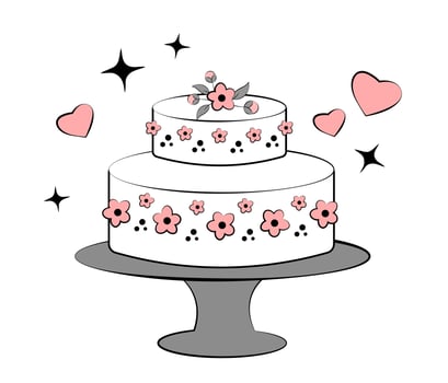 Wedding cake on white background. vector