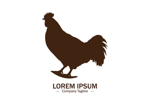 Hen or cock or rooster logo icon silhouette isolated on white background vector