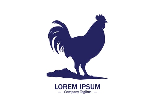 Hen or cock or rooster logo icon silhouette isolated vector