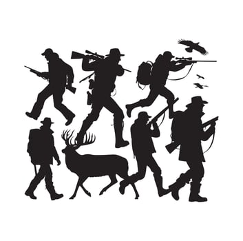 Hunting Man Silhouette illustration vector
